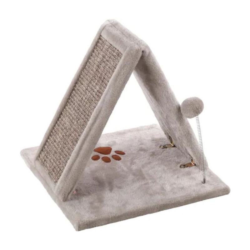 Триъгълна драскалка Flamingo Scratching board Greta за котки с пружинка за игра Сив