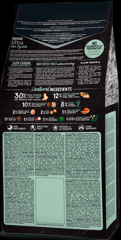 Натурална суха храна Ownat Ultra Mini Junior с пряснo пилешко и пуешко месо, за подрастващи кученца от малките породи 3 кг.