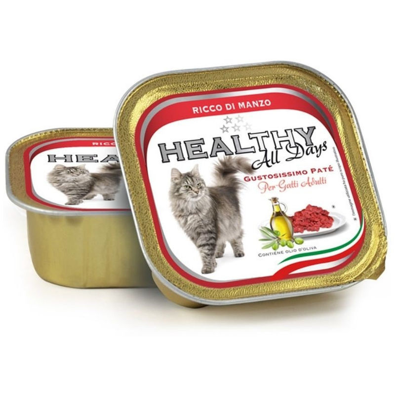 Пастет за котки HEALTHY MEAT All days CAT Beef с прясно телешко месо, пилешко и риба тон 0.100 кг.