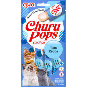 Лакомство за капризни котки Churu Cat Treats Pops Tuna Recipe близалка с пълнеж от риба тон 4×14гр.
