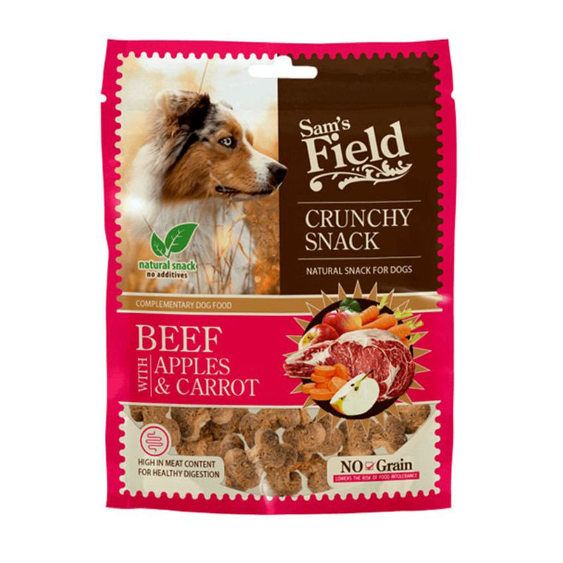 Натурален хрупкав снакс Sam’s Field Crunchy Cracker Beef с 35% говеждо месо и зеленчуци, БЕЗ зърнени култури 0.200 кг.