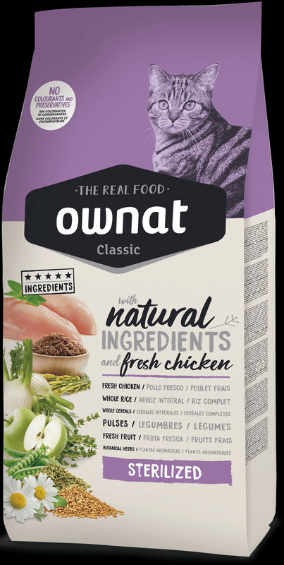 Натурална суха храна Ownat Classic Sterilized с прясно пилешко месо, за кастрирани котки 15 кг. 2