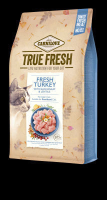 Ултра премиум суха храна Carnilove TRUE FRESH Cat Turkey със 70% истинска, прясна пуйка, обогатена с червени боровинки и корен от джинджифил 1.8 кг.