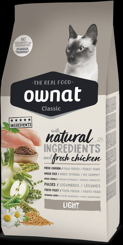 Натурална суха храна Ownat Classic Light с прясно пилешко месо, за котки предразположени към напълняване  1.5 кг. 2