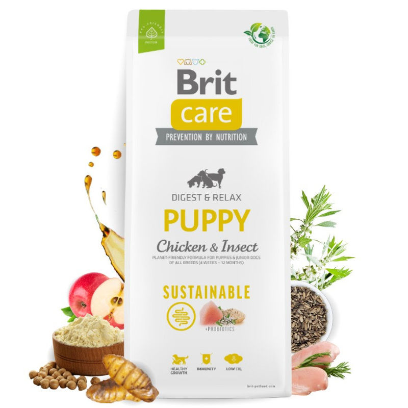 Brit Care Dog Sustainable Puppy Chicken&Insect – Супер премиум суха храна за подрастващи кученца от всички породи. С високоусвоим протеин от насекоми и пилешко месо 12 кг. 2