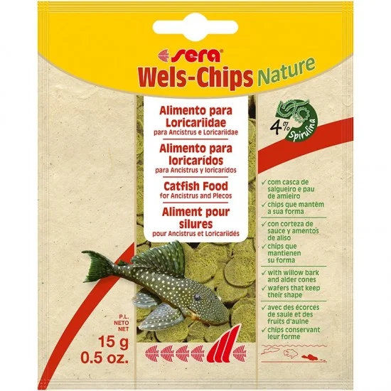 sera Wels-Chips Nature 15 г - основна храна за придънни рибки