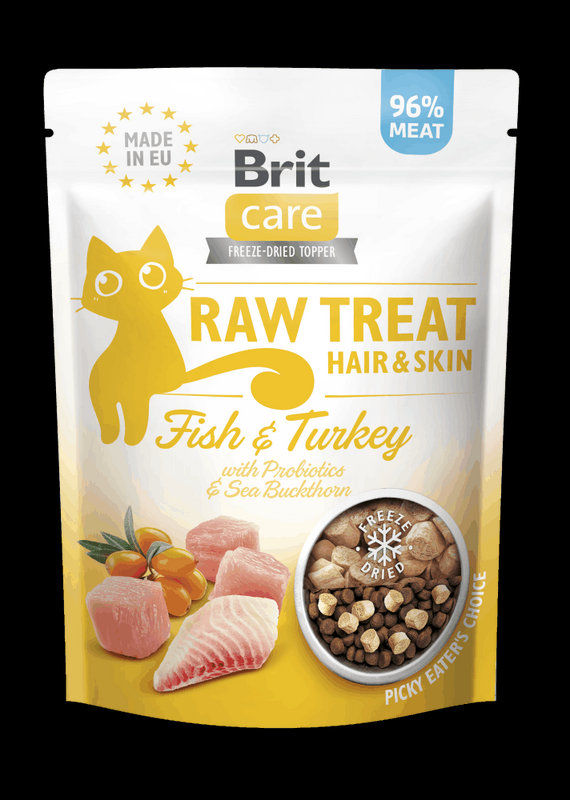 Монопротеиново лакомство за котки Brit RAW Treat Cat Hair&Skin 40gr