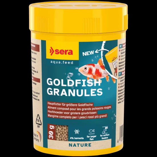sera Goldfish Granules 30 г - основна храна за по-големи златни рибки, топ качество