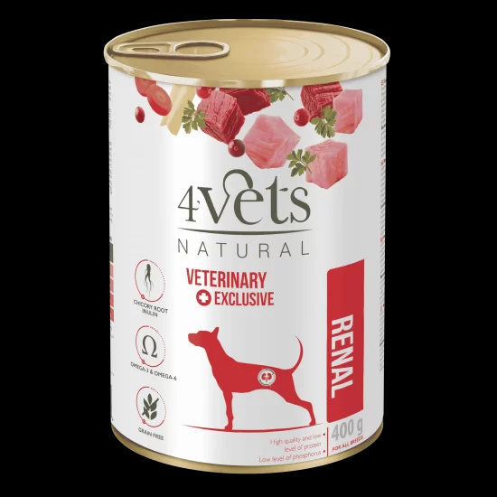 4Vets Dog Natural Kidney Support - консервирана храна за кучета, при проблеми с бъбреците, 400 г