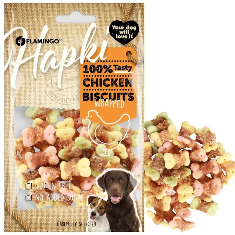 Лакомство за куче Flamingo Hapki small biscuits with chicken – бисквитки, обвити със натурално пилешко месо 85 гр. 3