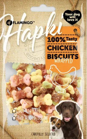 Лакомство за куче Flamingo Hapki small biscuits with chicken – бисквитки, обвити със натурално пилешко месо 85 гр. 2