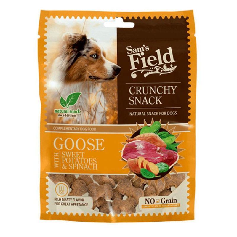 Натурален хрупкав снакс Sam’s Field Crunchy Cracker Goose с 35% гъше месо и зеленчуци, БЕЗ зърнени култури 0.200 кг.