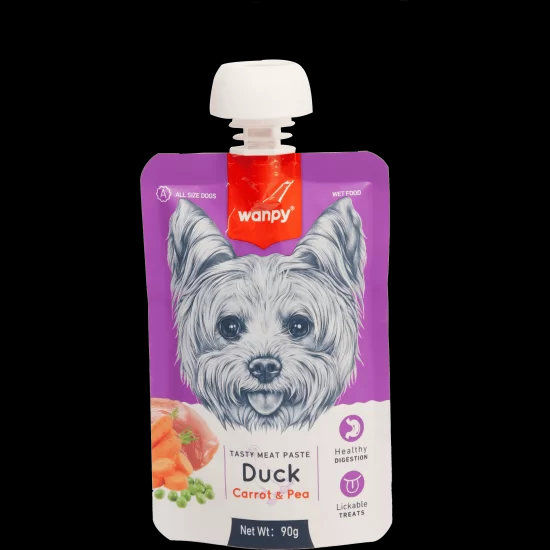Wanpy Tasty Dog - месна паста патица, морков и грах, 90 г