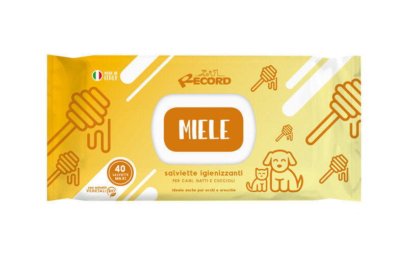 Record wet wipes HONEY – Мокри кърпи за домашни любимци с мед 40бр. 40 бр.