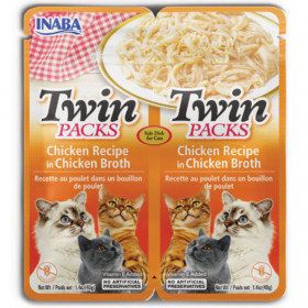 Двойно лакомство- паучове за котки Ciao Cat Twin packs Chicken recipe in Chicken Broth Пиле в бульон 2×40гр.