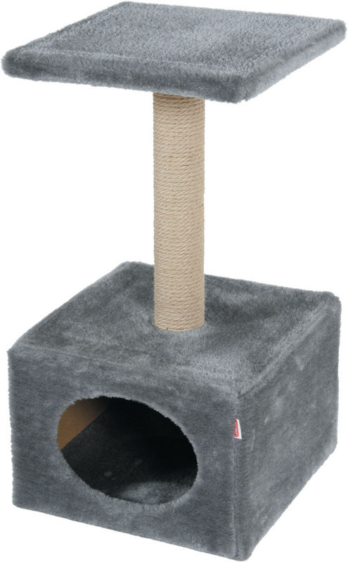 Драскалка Zolux SOLO CAT TREE – с къщичка и една площадка, 31см х 31см х 56см Сив 2
