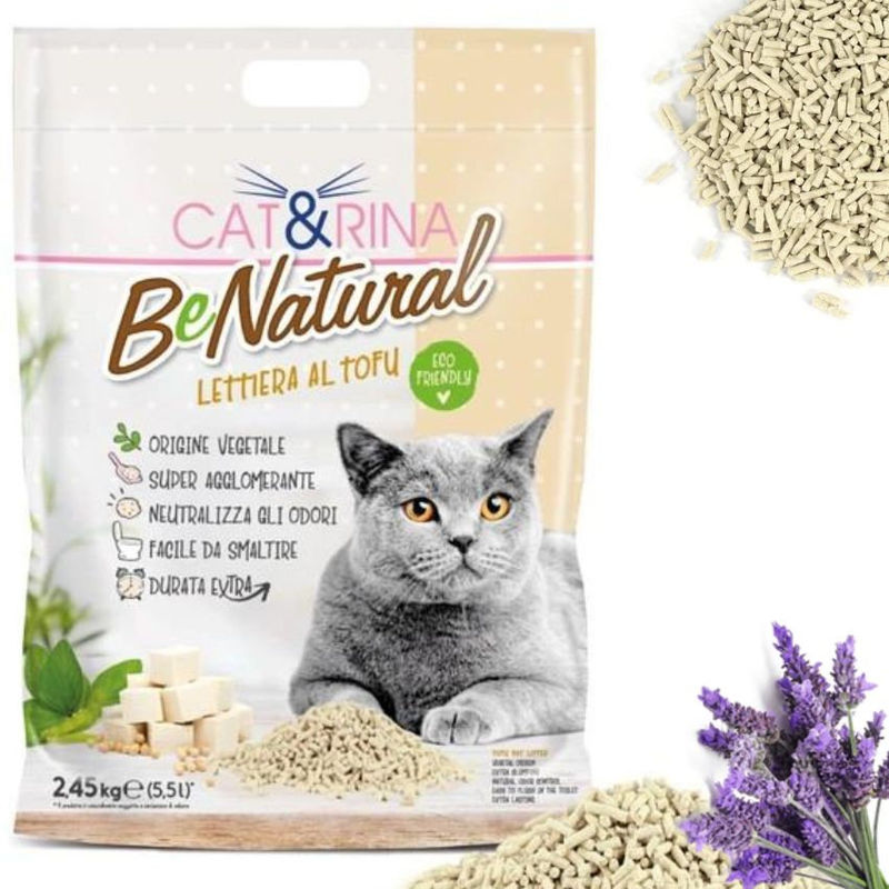 Соева котешка тоалетна Cat&Rina BeNatural ТОFU Lavander – висока абсорбация и стягащ ефект, с аромат на лавандула