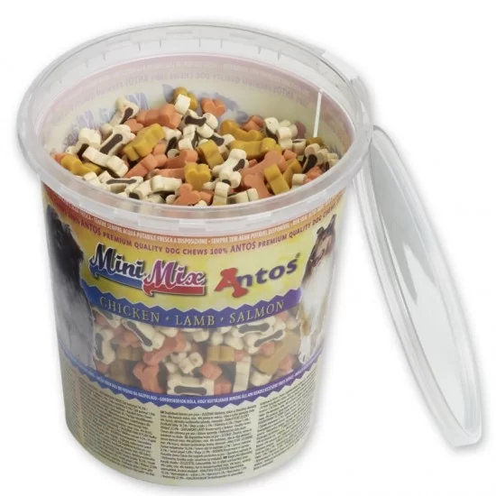 Antos Mini Mix мек снакс с пиле, агне и сьомга, 1500 гр