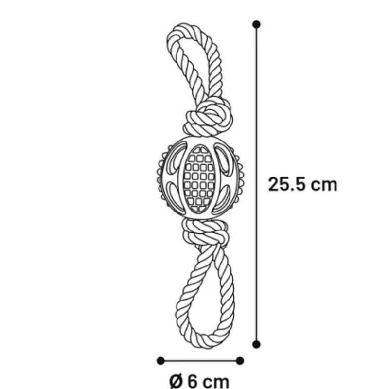 Гумена топка Flamingo Ballrope с въже за дърпане за кучета Зелен 2