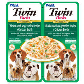 Двoйно лакомство за кучета – пауч Chicken with vegetables in Chicken Broth Пилешко със зеленчуци с бульон, БЕЗ зърнени култури 2×40гр.