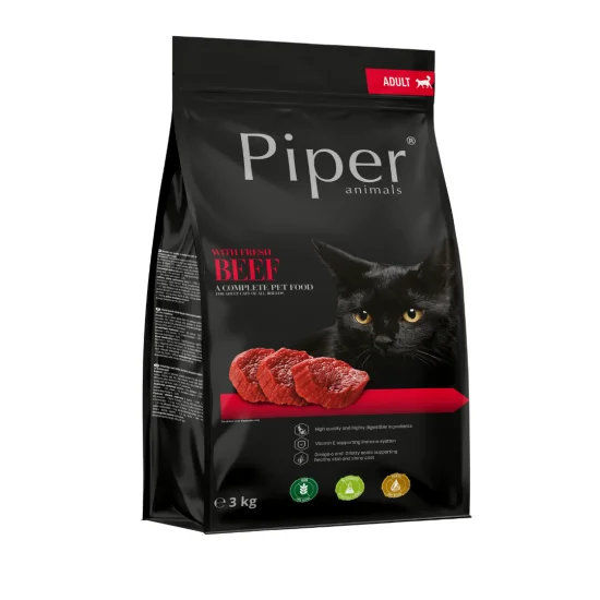 Piper Cat Beef - суха гранулирана храна за котки с прясно говеждо, без зърно, 3 кг