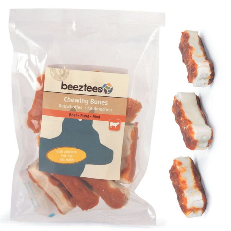 Натурално лакомство за куче Beeztees Chewing bones chicken кокалчета от пресована кожа с пилешко 12 бр. 3
