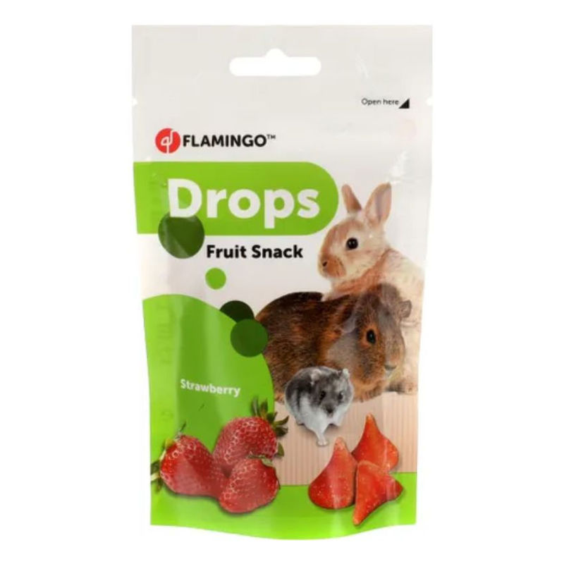 Ягодови лакомства Flamingo Strawberry drops за гризачи 75 гр. 3