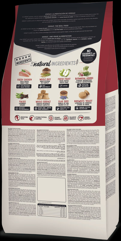 Натурална суха храна Ownat Classic Complete с прясно пилешко месо за пораснали кучета от всички породи 20 кг.