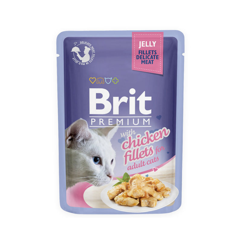 Пауч за котки Brit Premium Delicate – пилешки филенца в желе 85 гр.
