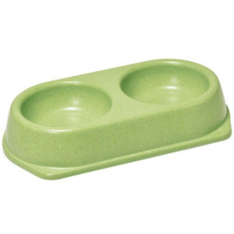 Двойна купа за храна и вода Record  Bamboo- 0,450 мл, изработена от натурални бамбукови фибри Зелен 2