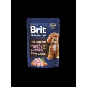 Brit Premium by Nature Dog Puppy & Junior Fillets in Gravy with Turkey & Carrots – пауч за кучета с пуешко месо и моркови 85гр.