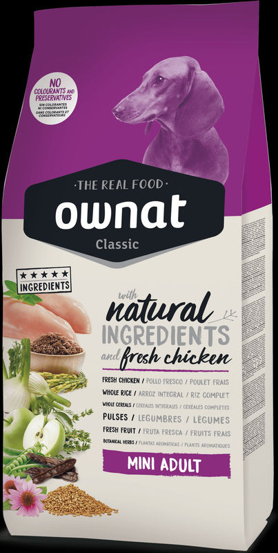 Натурална суха храна Ownat Classic Mini Adult с прясно пилешко месо, за пораснали кучета от малки породи 8 кг. 2