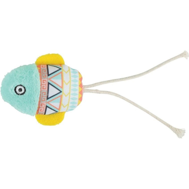 Играчка за котка Zolux KALI, плюшена, цветна рибка Зелен