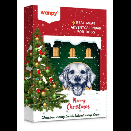 Wanpy Christmas Calendar 150 г - коледен календар за кучета с лакомства асорти с пилешко, говеждо, патица