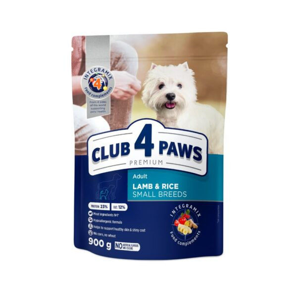 CLUB 4 PAWS DOG MINI ADULT WITH LAMB AND RICE Премиум, пълноценна суха храна за възрастни кучета от дребни породи с агнешко и ориз 3