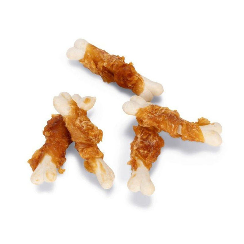 Солети от пресована кожа Beeztees Party bones, обвити в пилешко  1 бр.