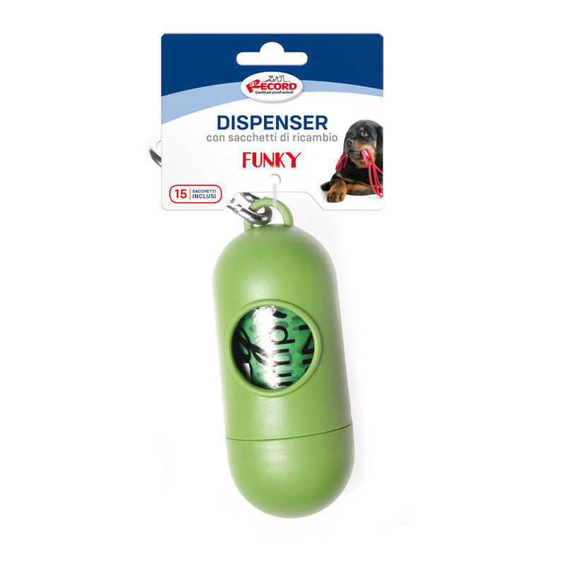 Олекотен диспенсър за пликчета Record Funky зелен + 1 рокла с 20 пликчета Зелен 2