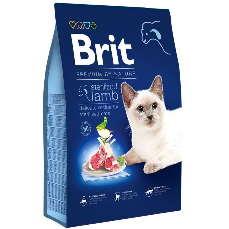 Суха храна Brit Premium by Nature Cat – Sterilized Lamb – за кастрирани котки, с агнешко 0.800 кг.