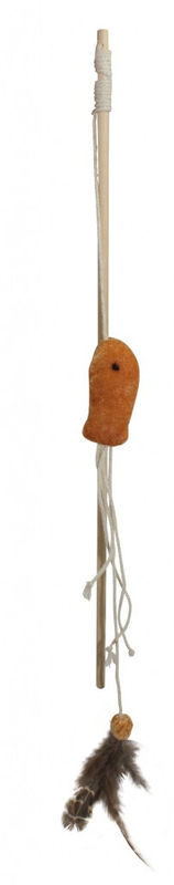 CAT-ROD-WOOD-1 Дървена въдица за котки, с пера PET NOVA, 40 см. микс