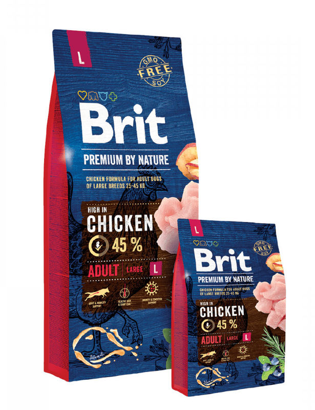 Суха храна за кучета BRIT PREMIUM ADULT L BY NATURE [ НОВА, ПОДОБРЕНА ФОРМУЛА ] с 45% прясно пилешко месо 3 кг. 2