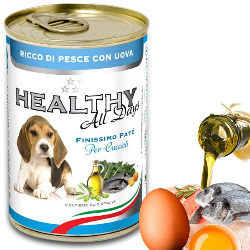 Консервирана храна за подрастващи кученца HEALTHY MEAT All days PUPPY Fish And Eggs с прясна риба и яйца 0.400 кг. 2