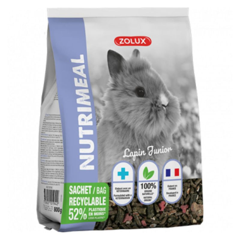 Пълноценна храна за малки зайчета ZOLUX NUTRIMEAL Pellet Junior 0.800 кг.