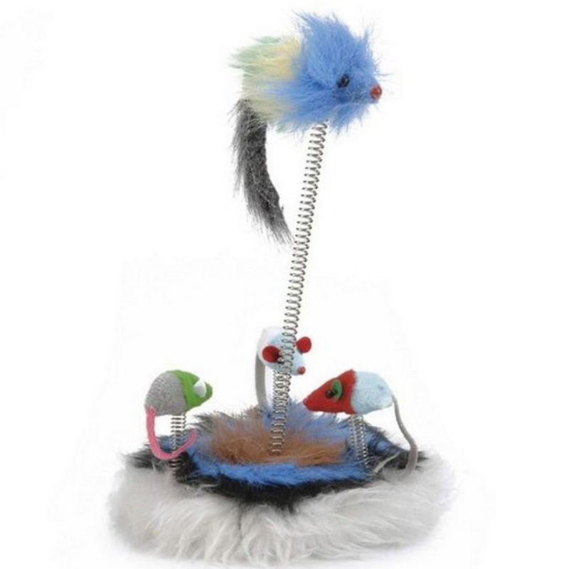 Плюшена мишка Beeztees на пружина с котешка трева Catnip микс