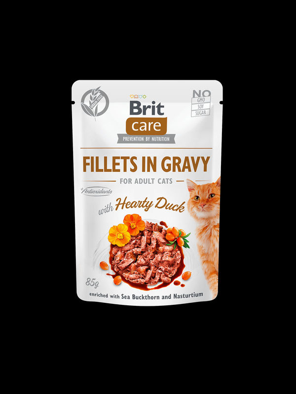 Brit Care Cat Pouch HEARTY DUCK in Gravy – пауч за котки с патешко в сос 85 гр.