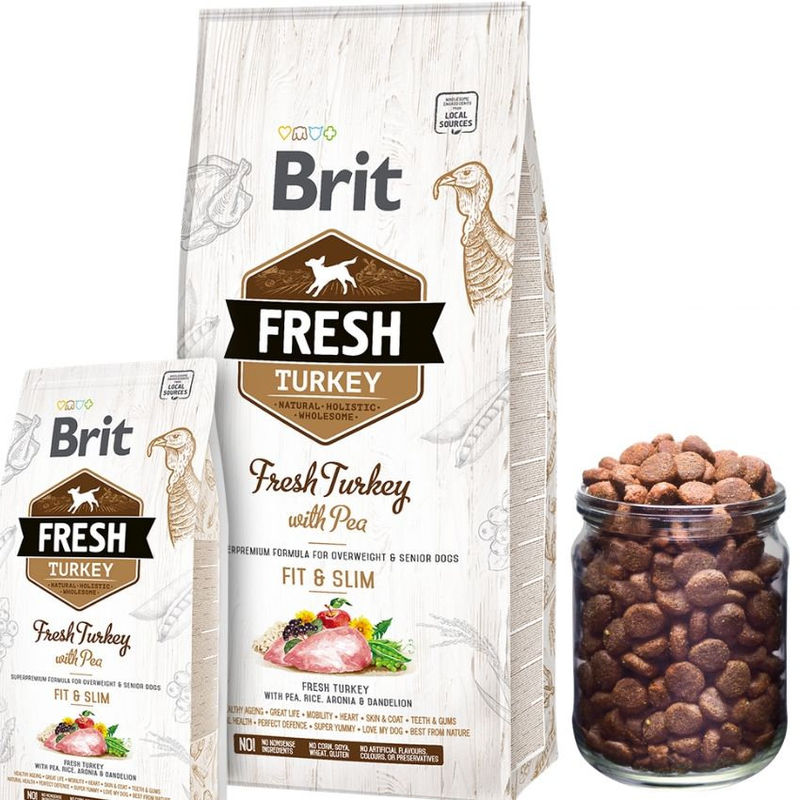 Холистична суха храна Brit Fresh Turkey with Pea Adult Fit & Slim за кучета склонни към наднормено тегло, с прясно пуешко месо и грах 12 кг. 3