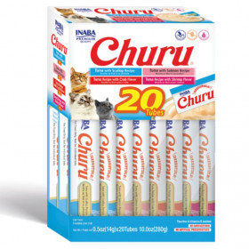 Кутия с разнообразни котешки лакомства Churu Seafood Variety от риба тон и морски дарове 20бр.x14гр.