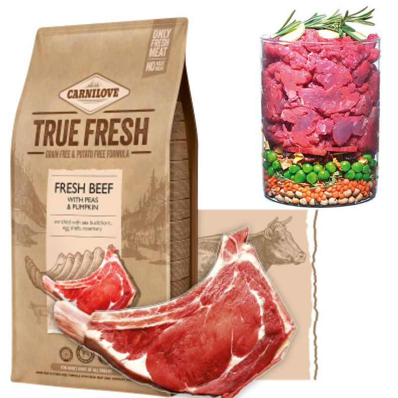 Ултра премиум суха храна Carnilove TRUE FRESH Beef for Adult МОНОПРОТЕИНсъс 60% истинско, прясно телешко месо, грах и тиква, БЕЗ ЗЪРНЕНИ КУЛТУРИ, подходяща за всички породи 11.4 кг. 4