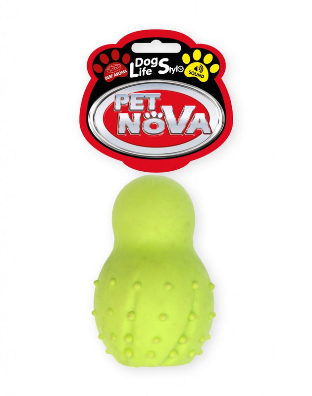 Играчка за куче джъмпер със звънче PET NOVA 9.5cm, аромат на телешко  жълт