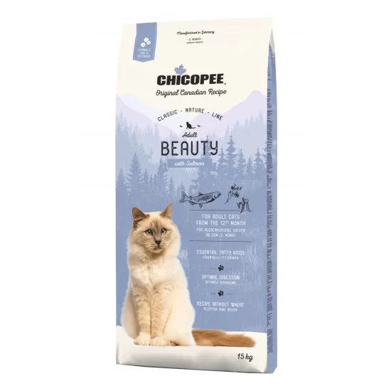 Храна за котка Chicopee Classic Nature Line Adult Beauty за красива козина, 15 кг