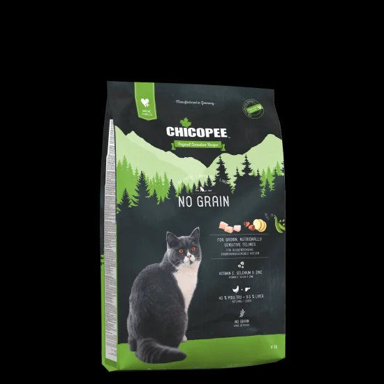 Chicopee Holistic No Grain - пълноценна суха храна за израснали котки с чувствителен стомах, 8 кг